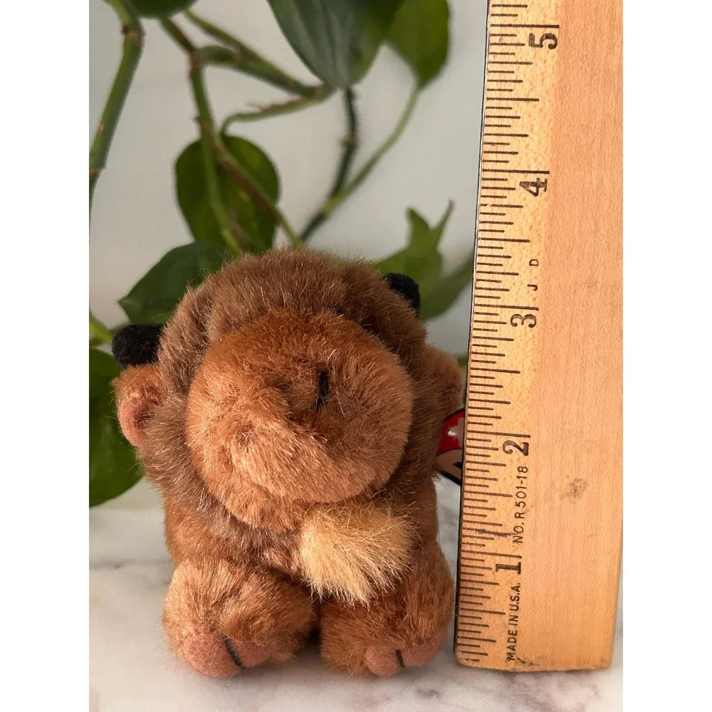 Vintage 1997 Puffkins Biff Buffalo Plush Keychain Swibco Brown Bison 6628-K